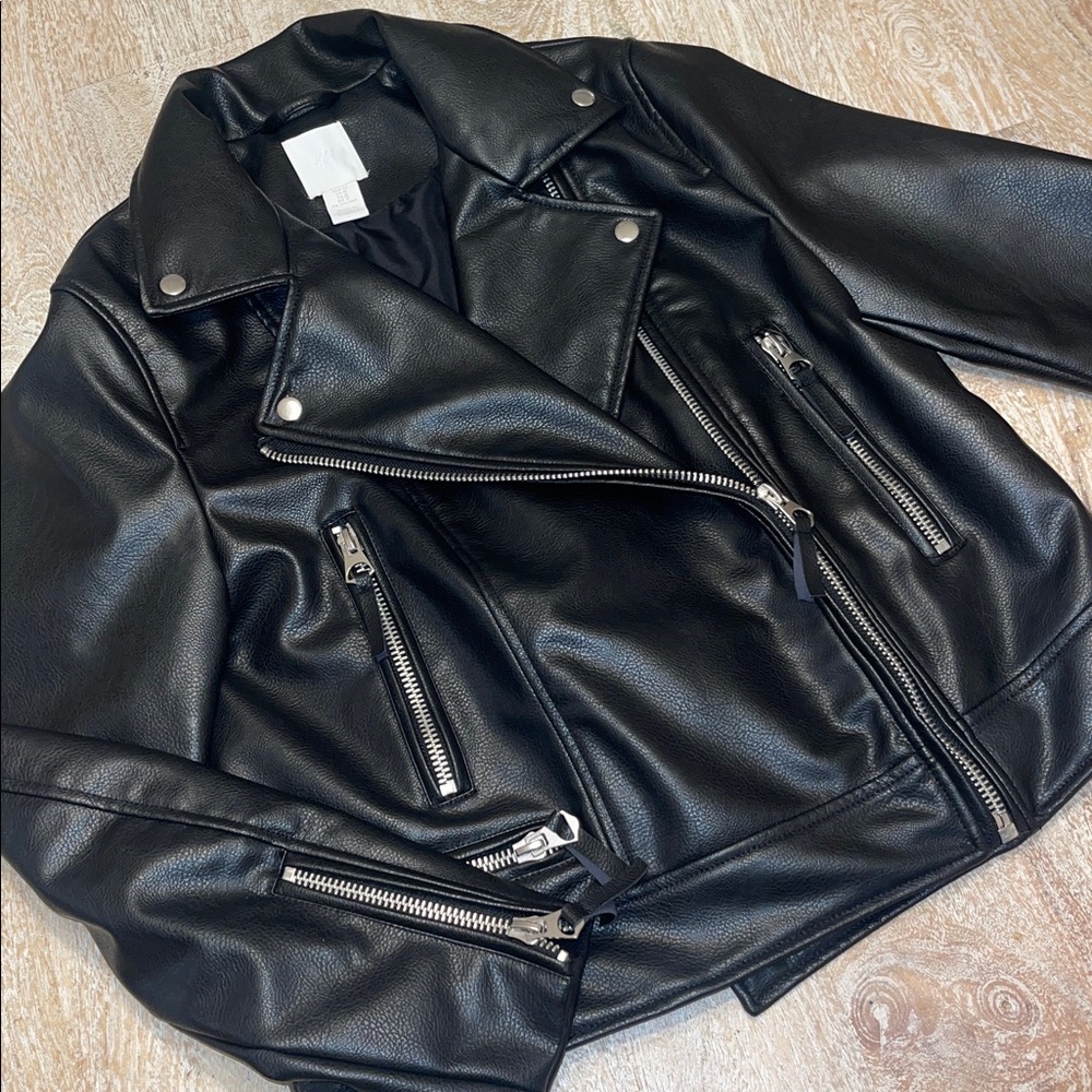 H&M faux leather moto jacket medium